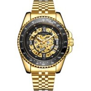 Anthony James Mens Hand Assembled Limited Edition Tachymeter Sports Automatic Gold Stainless Steel – One Size