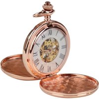 TruClothing Unisex Vintage Mechanical Pocket Watch Peaky Blinders Antique Skeleton Automated - Rose Gold Velvet - One Dimension - Image 2