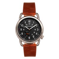 Breed Mens Regulator Leather-based-Band Watch w/2nd Sub-dial - Black/Brown Stainless Metal - One Measurement - Image 2