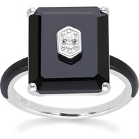Grand Deco Black Onyx & Topaz Remark Ring In Sterling Silver - Image 2