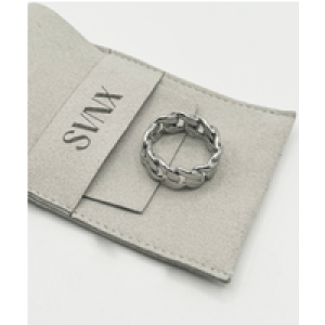 SVNX Mens Chunky Cuban Style Ring in Silver Stainless Steel (archived) – Size Q 1/2
