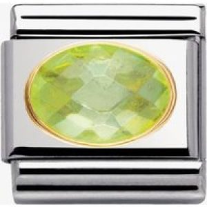 Nomination CLASSIC Gold Oval Faceted Cubic Zirconia Green Charm 030601/004
