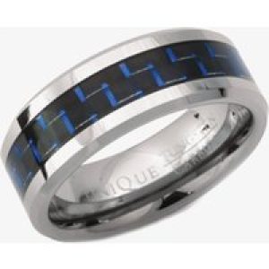 Unique Mens Tungsten Blue Carbon Inlay 8mm Ring TUR-32-66