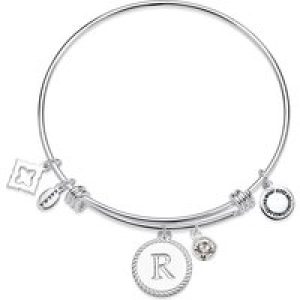 Karma Silver Letter Coin Bangle – Letter R