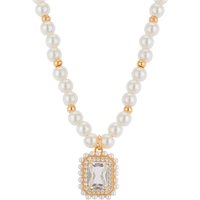 August Woods Gold Rectangle Crystal Beaded Necklace - Gold - Image 2