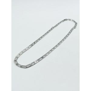 SVNX Mens Flat Linked Chain Necklace in Silver – One Size