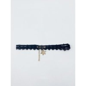 SVNX Womens Lace Choker With Snowflake Charm – Black – One Size