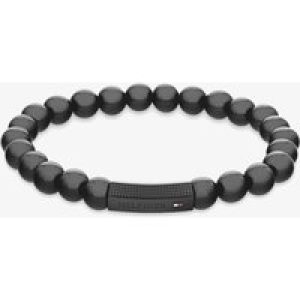 Tommy Hilfiger Black Logo Onyx Beaded Bracelet 2790581