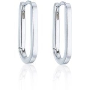 Silver Oblong Hoop Earrings