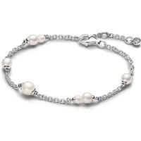 Pandora Handled Freshwater Cultured Pearl Station Chain Silver Bracelet - 20cm - Image 2