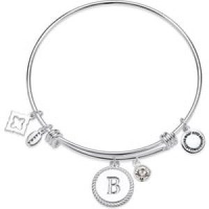 Karma Silver Letter Coin Bangle – Letter B