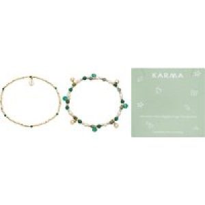 Karma Gold Inexperienced Charms Bracelets Set – Gold