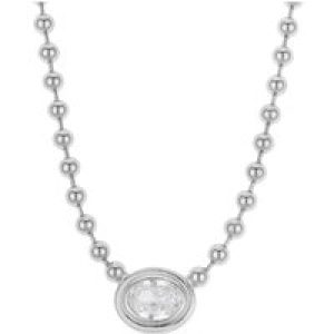 August Woods Silver Crystal Oval Beaded Necklace – Silver