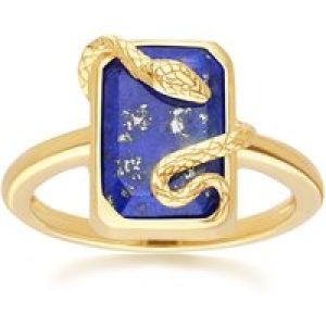 Grand Deco Lapis Lazuli Snake Wrap Ring in Gold Plated Sterling Silver