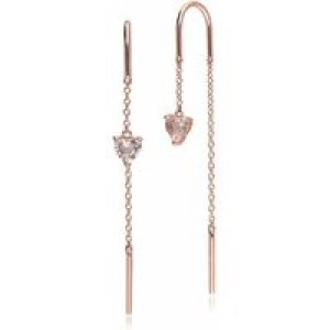 Morganite Center Threader Earrings in 9ct Rose Gold