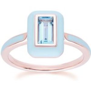 Siberian Waltz Blue Teeth & Swiss Blue Topaz Ring In 18ct Rose Gold Plated Sterling Silver