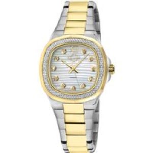 Gv2 Womens Potente Girl White MOP dial, Two Toned 316L Stainless Metal IPYG Diamond Swiss Quartz Watch – Silver & Gold – One Dimension