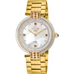 Gv2 WoMens Matera 12808B Swiss Quartz White MOP Dial Diamond Watch – Gold Stainless Steel – One Size