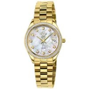 Gv2 Womens Turin Diamond White MOP Dial 12422B Swiss Quartz Watch – Gold Stainless Steel – One Size