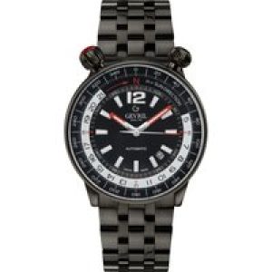 Gevril Mens Wallabout Swiss Automated Black Dial PVD Watch – One Measurement