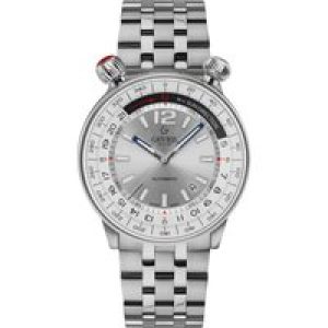 Gevril Mens Wallabout Solar Compass Swiss Automatic Watch Silver Dial Luminous Stainless Steel – One Size