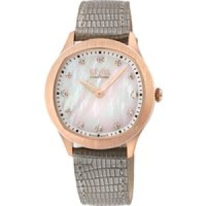 Gevril WoMens Morcote Swiss Quartz Diamond Watch White MOP, Genuine Italian Leather – One Size