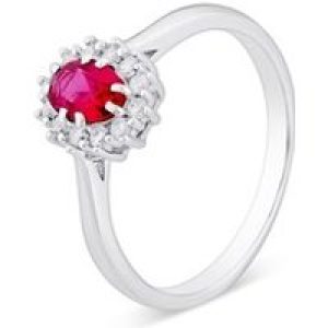 Argento Silver Ruby Halo Crystal Ring – 54