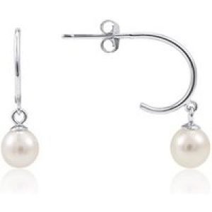 Argento Silver Pearl Hoop Drop Earrings
