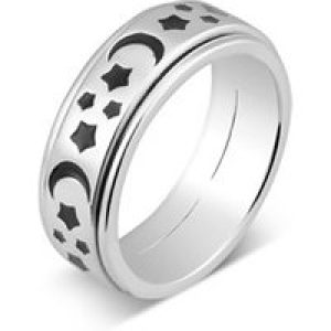 Argento Silver Moon & Big name Calm Spinner Ring – Ring Dimension 58 Silver
