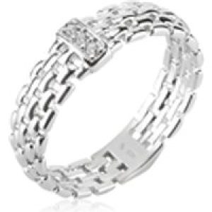 Argento Silver Textured CZ Bar Ring – Ring Measurement 60 Silver
