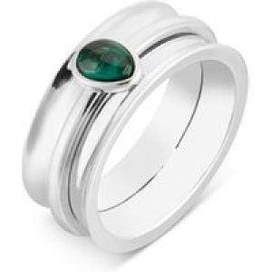Argento Silver Inexperienced Stone Tranquil Ring – Ring Measurement 50 Silver