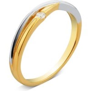 Argento Silver Two Tone Overlap Crystal Ring – 54