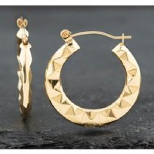Pre-Owned 9ct Yellow Gold 23.7mm Diamond Cut Pattern Creole Earrings 41172311
