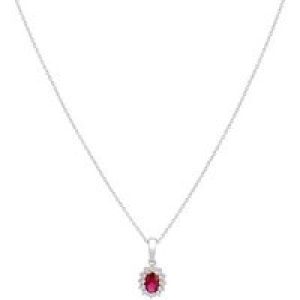 Argento Silver Ruby Halo Crystal Necklace