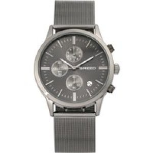 Breed Mens Espinosa Chronograph Mesh-Bracelet Watch w/ Date – Black Stainless Metal – One Dimension