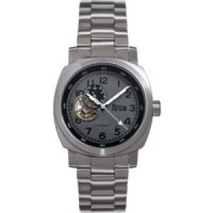 Reign Mens Impaler Semi-Skeleton Bracelet Watch – Pink/Silver Stainless Metal – One Measurement