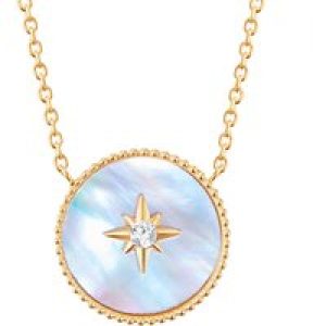 Valero Pearls Womens Necklace stainless-steel yellow gold mom of pearl preciosa white – Dimension 40cm