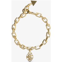 Guess Gold Tone Crystal Heart Cage Charm Bracelet UBB03094YGL - Image 2