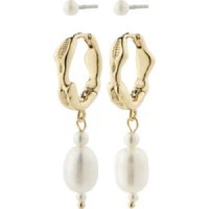 Pilgrim Gold Constance Natural Pearl Earrings 2 in 1 Set – Gold