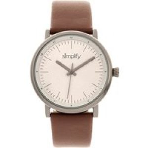 Simplify Unisex The 6200 Leather-based-Strap Watch – Gray Stainless Metal – One Dimension