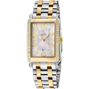 Gevril Ave of Americas Mini WoMens Swiss Quartz Two toned IPYG Stainless Metal Diamond Case, White MOP Dial Watch – Gold – One Dimension