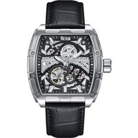 Reign Mens Olympia Automatic Semi-Skeleton Leather-Band Watch - Black & Silver Stainless Steel - One Size - Image 2