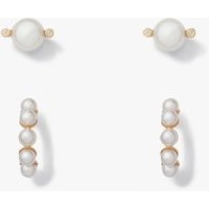 Kate Spade New York Crystal Pearl Stud and Huggie Set – Silver