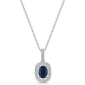 9ct White Gold 0.96ct Oval Sapphire with Lab Grown Diamond Halo Pendant 1.22ct