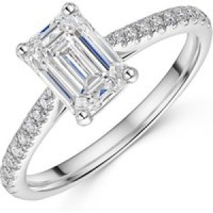 Platinum Lab Grown 1.50ct Emerald Diamond Solitaire With Diamond Shoulders 1.75tw
