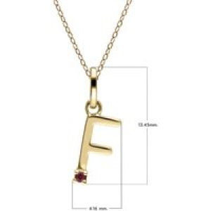 Preliminary Ruby Letter Necklace In 9ct Yellow Gold