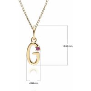 Preliminary Ruby Letter Necklace In 9ct Yellow Gold