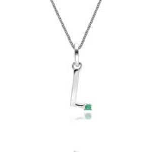 Preliminary Emerald Letter Attraction Necklace in 9ct White Gold