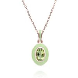 Siberian Waltz Inexperienced Tooth & Oval Peridot Pendant Necklace in Rose Gold Plated Sterling Silver