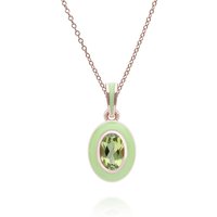 Siberian Waltz Inexperienced Tooth & Oval Peridot Pendant Necklace in Rose Gold Plated Sterling Silver - Image 2